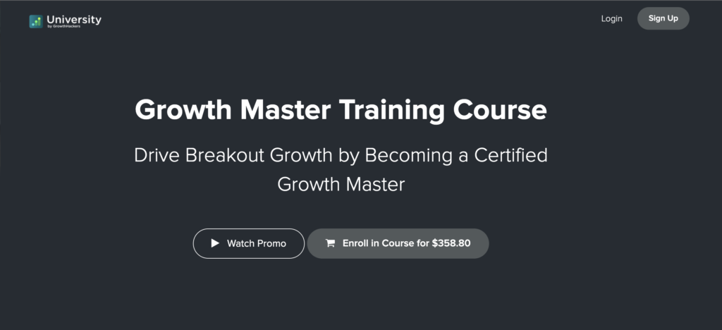 Growth Master Training Course, from Growth Hackers. Drive breakout growth by becoming a Certified Growth Master.